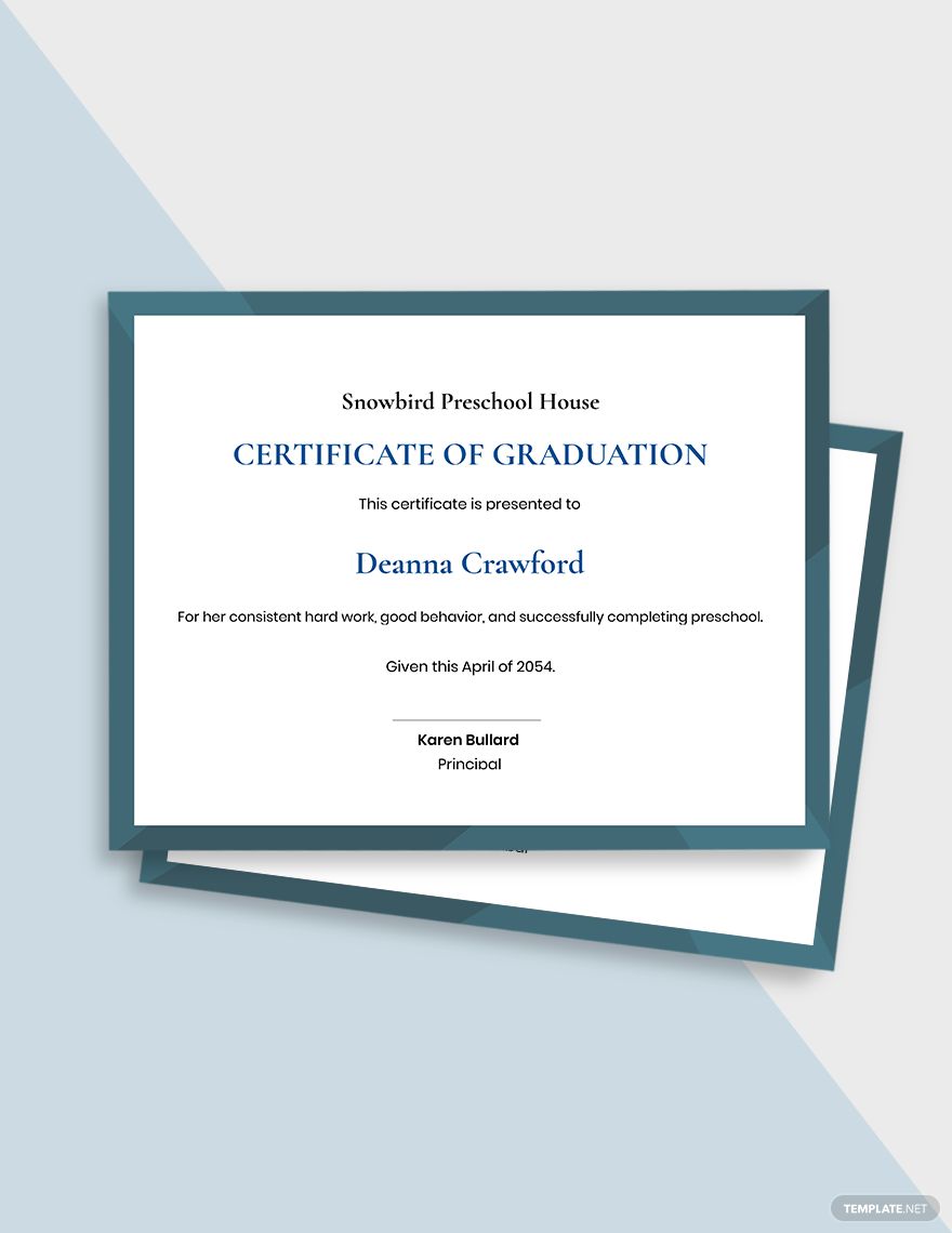 Preschool Graduation Certificate Template