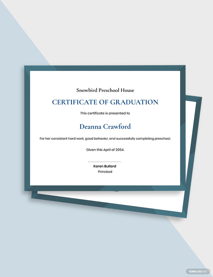 Preschool Leaving Certificate Template - Google Docs, Illustrator, Word ...