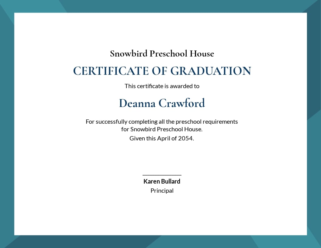 Free Preschool Graduation Certificate Template.jpe