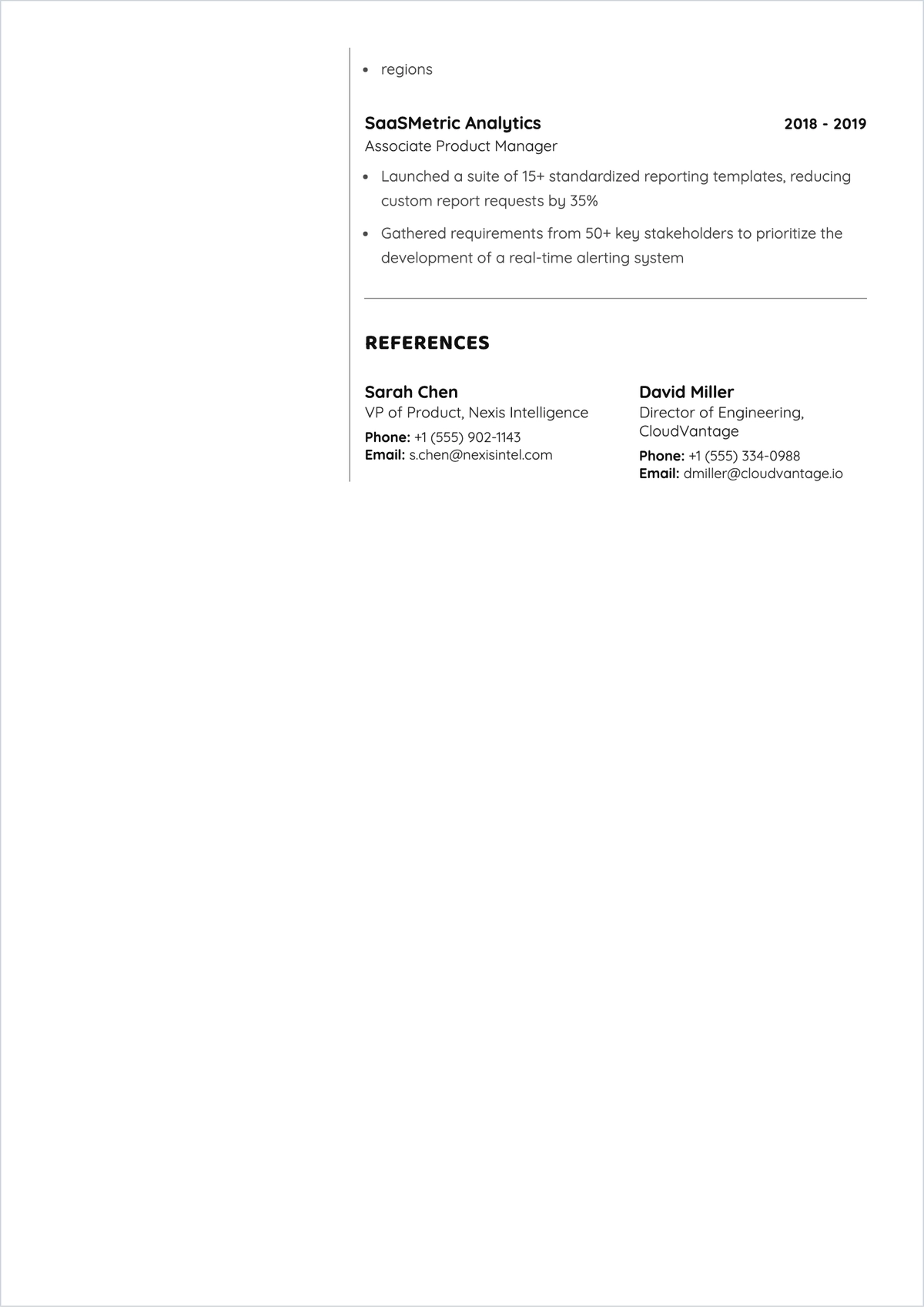 Free Data Product Manager ATS Resume Format Template