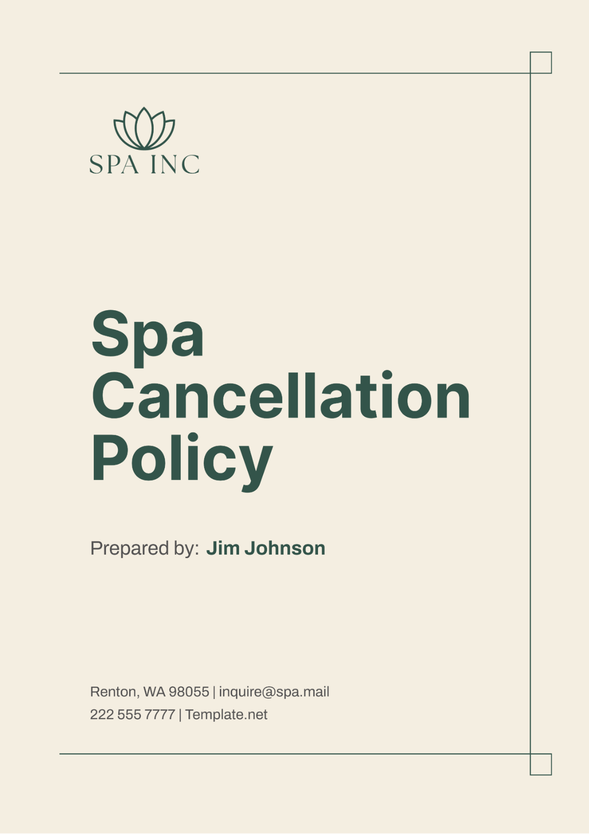 Spa Cancellation Policy Template - Edit Online & Download