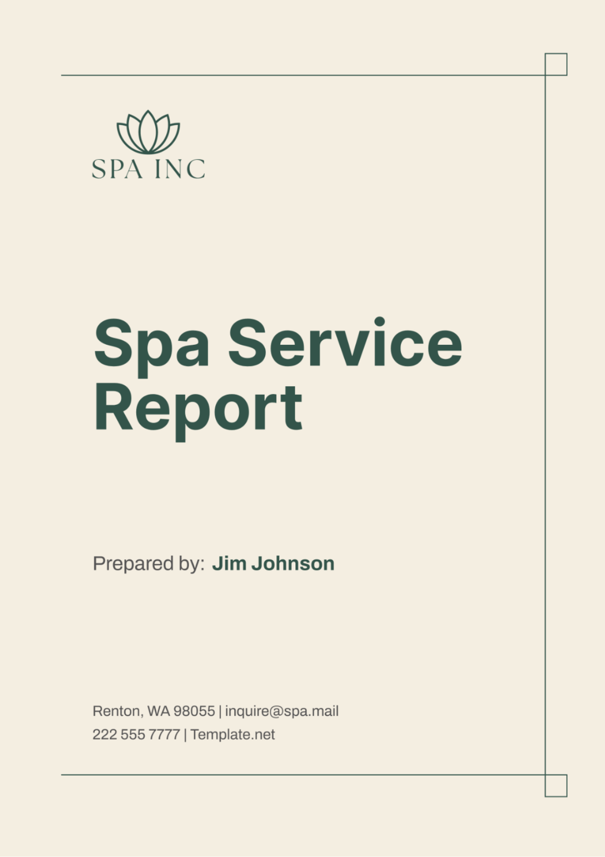 Spa Service Report Template - Edit Online & Download