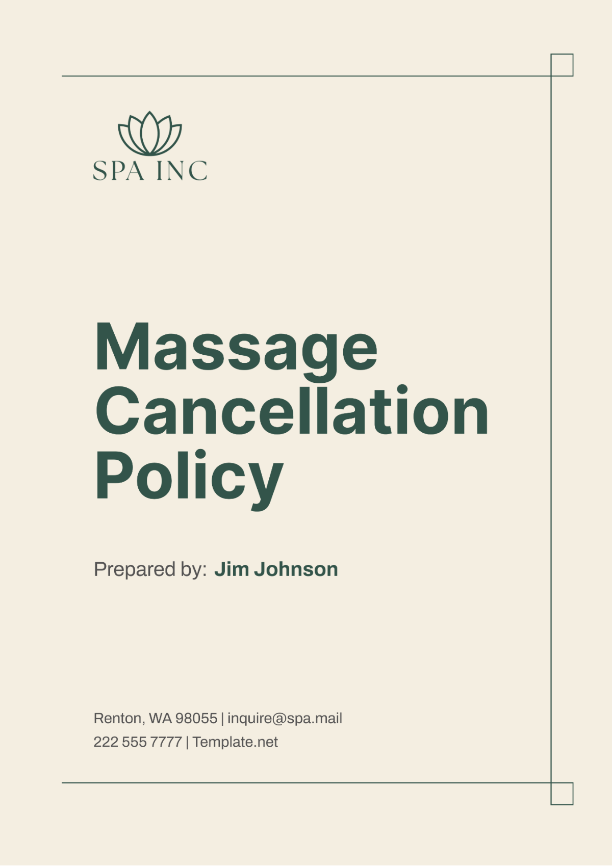 Massage Cancellation Policy Template - Edit Online & Download