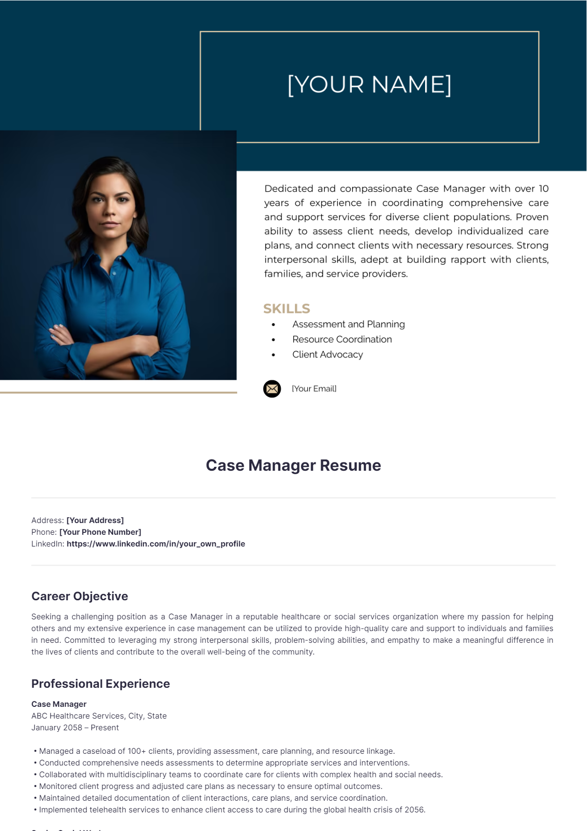 Case Manager Resume - Edit Online & Download Example | Template.net