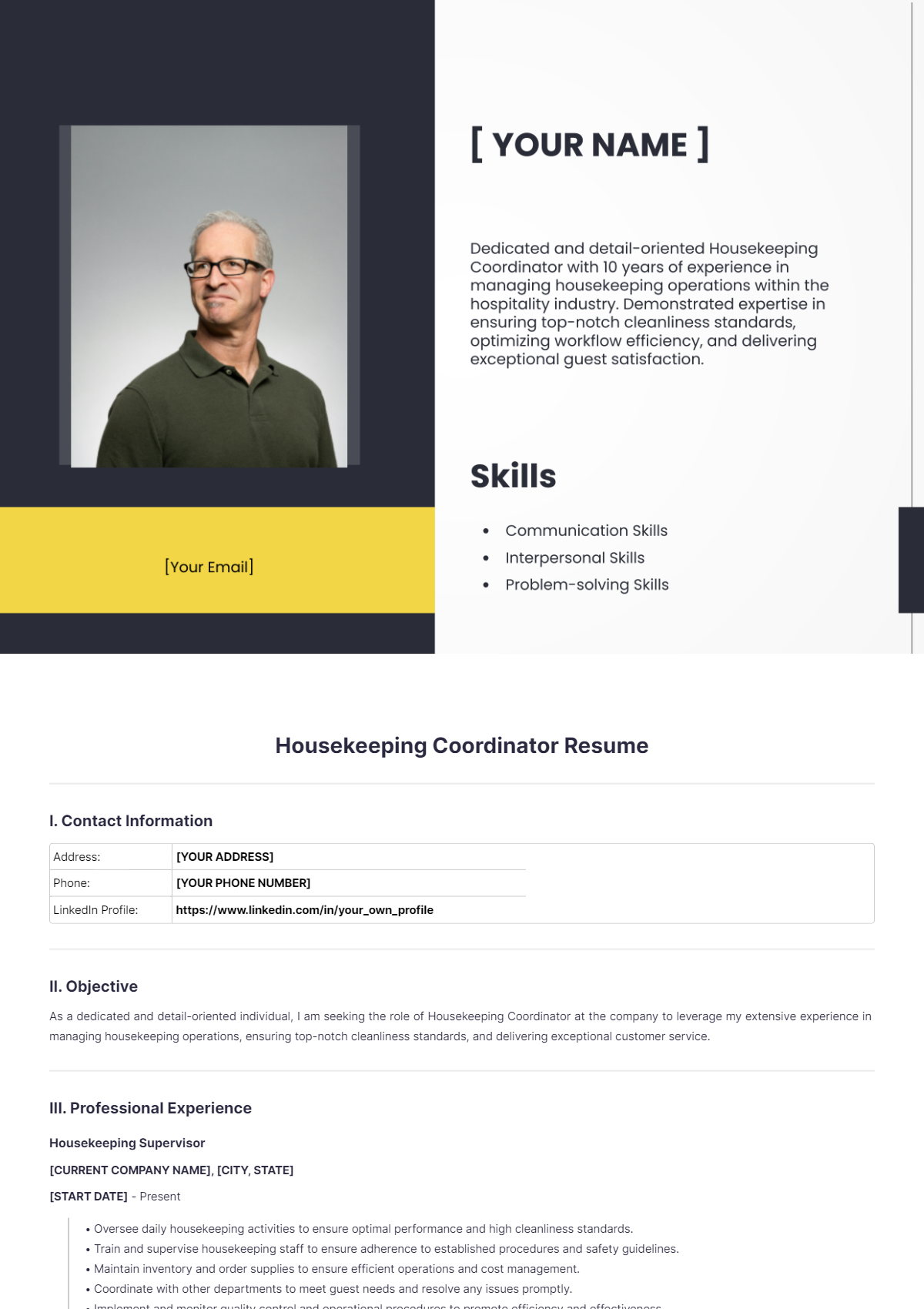 Housekeeping Coordinator Resume - Edit Online & Download