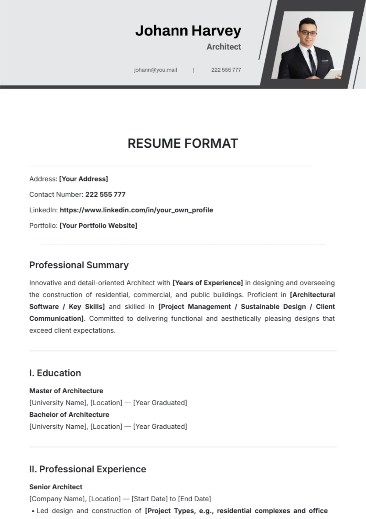 Resume Format Template