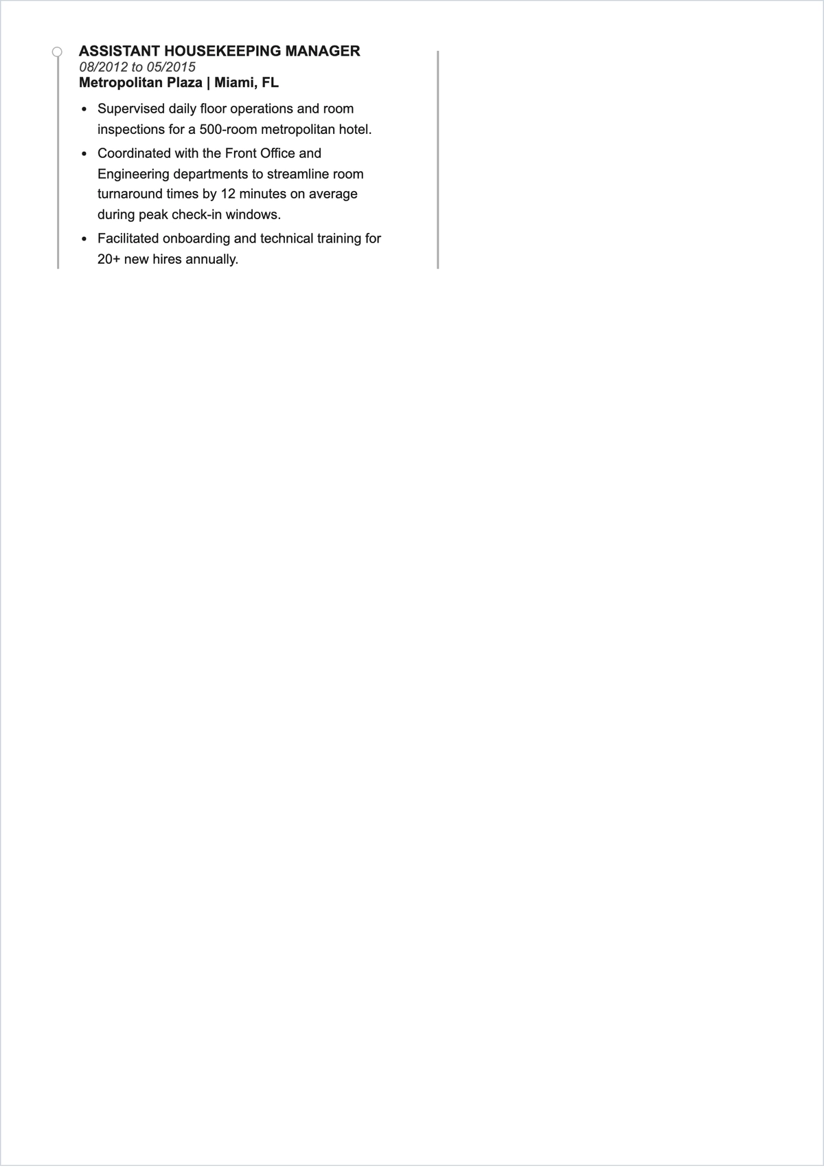 Free Head Of Housekeeping ATS Resume Template, AI Resume Builder