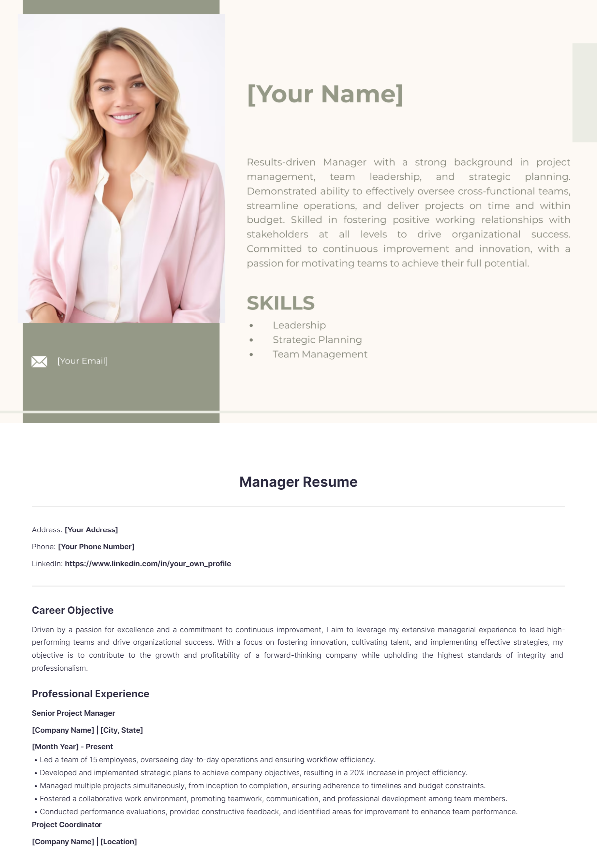 Manager Resume - Edit Online & Download