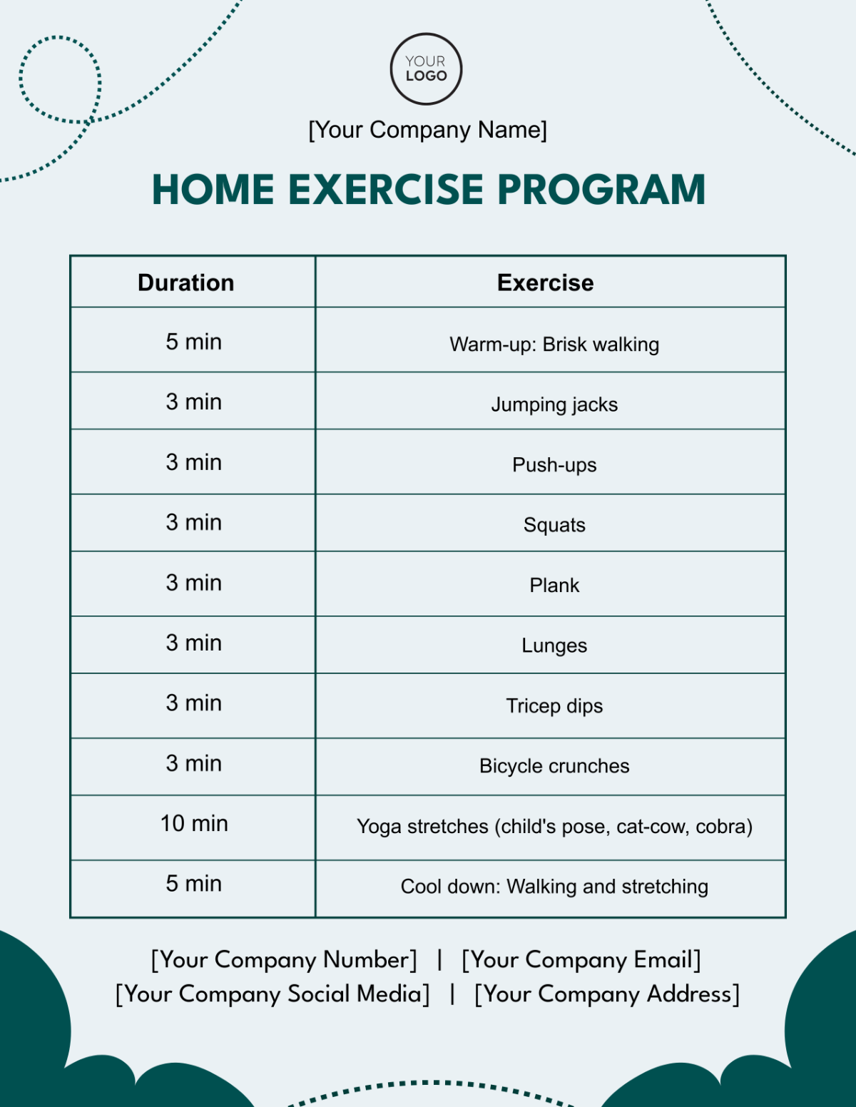 Home Exercise Program Template - Edit Online & Download Example ...