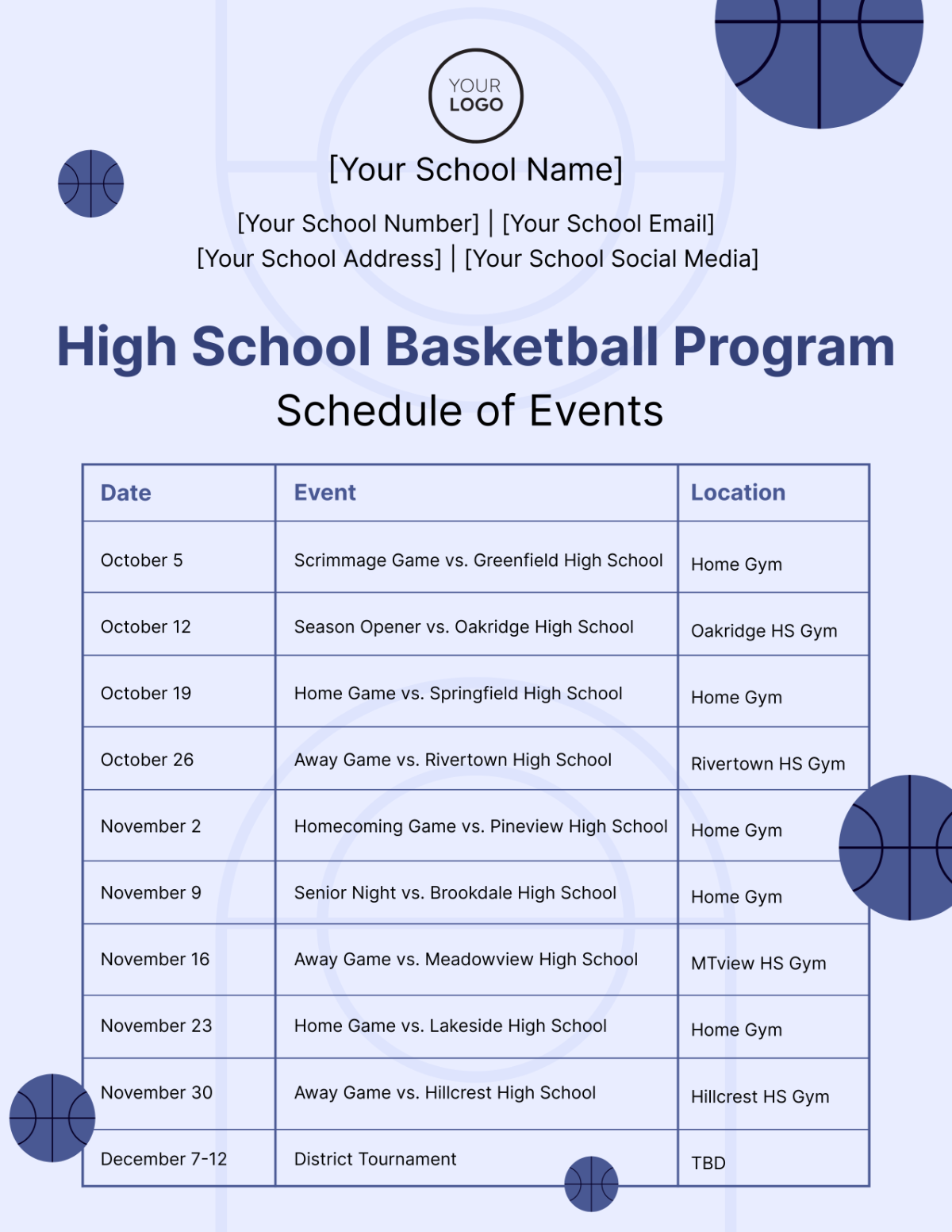 High School Basketball Program