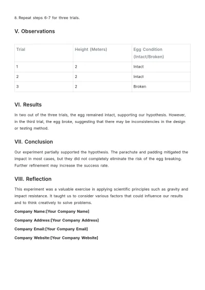 Free 4th Grade Lab Report Template to Edit Online