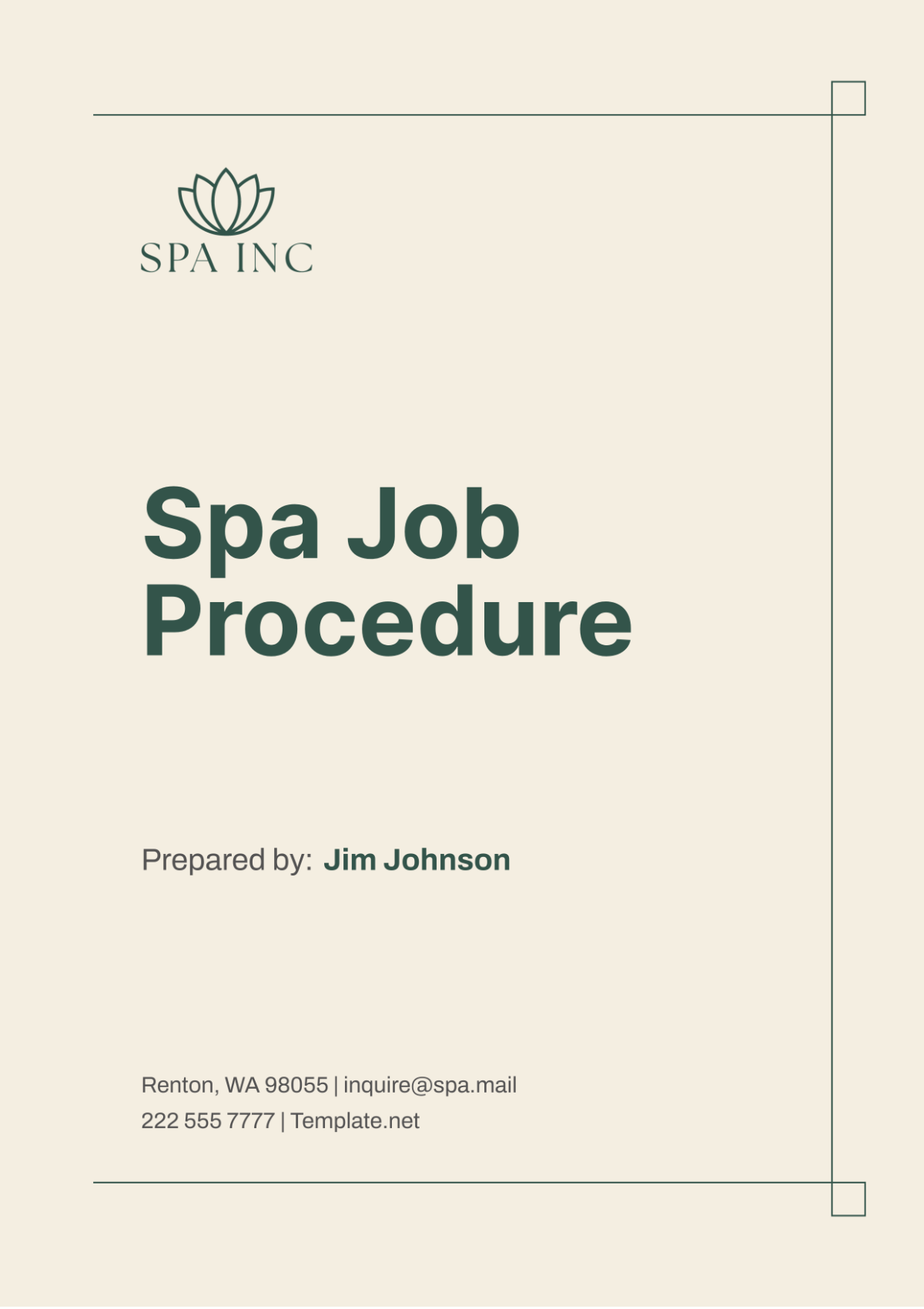 Spa Job Procedure Template - Edit Online & Download