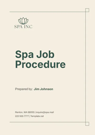 Free Spa Job Procedure Template to Edit Online