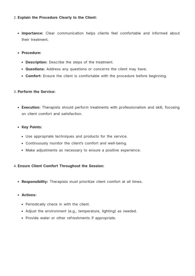 Free Spa Job Procedure Template to Edit Online