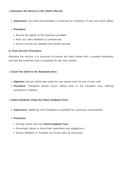 Free Spa Job Procedure Template to Edit Online
