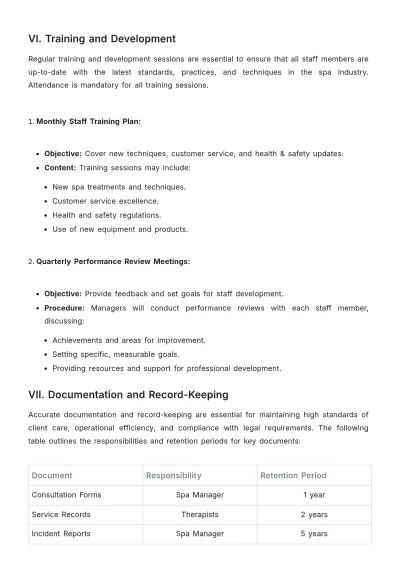 Free Spa Job Procedure Template to Edit Online