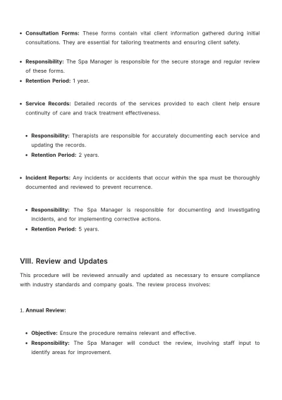 Free Spa Job Procedure Template to Edit Online