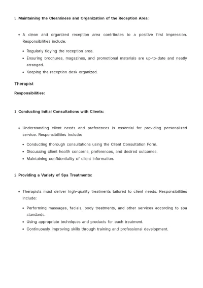 Free Spa Job Procedure Template to Edit Online