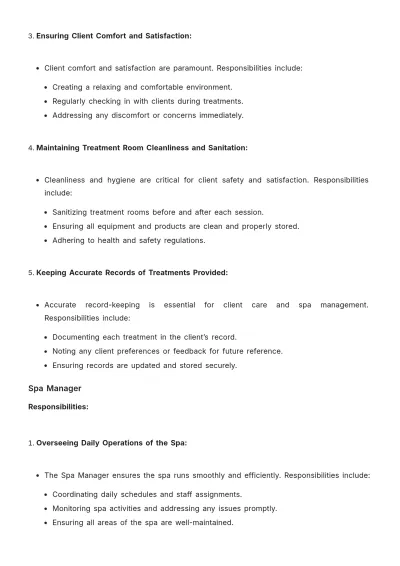 Free Spa Job Procedure Template to Edit Online