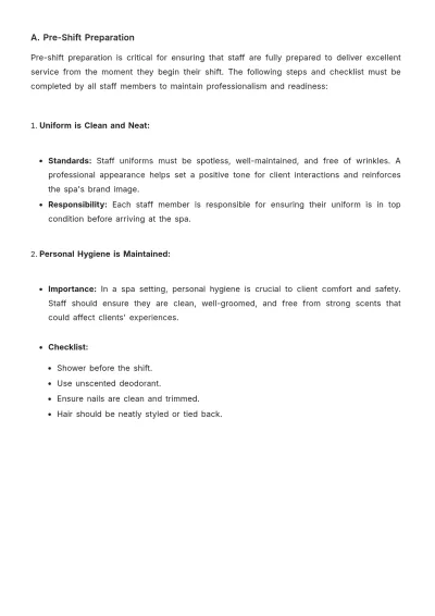 Free Spa Job Procedure Template to Edit Online