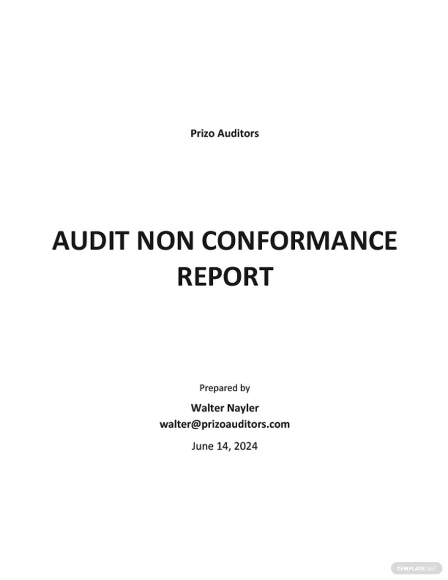 Audit Non conformance Report Template