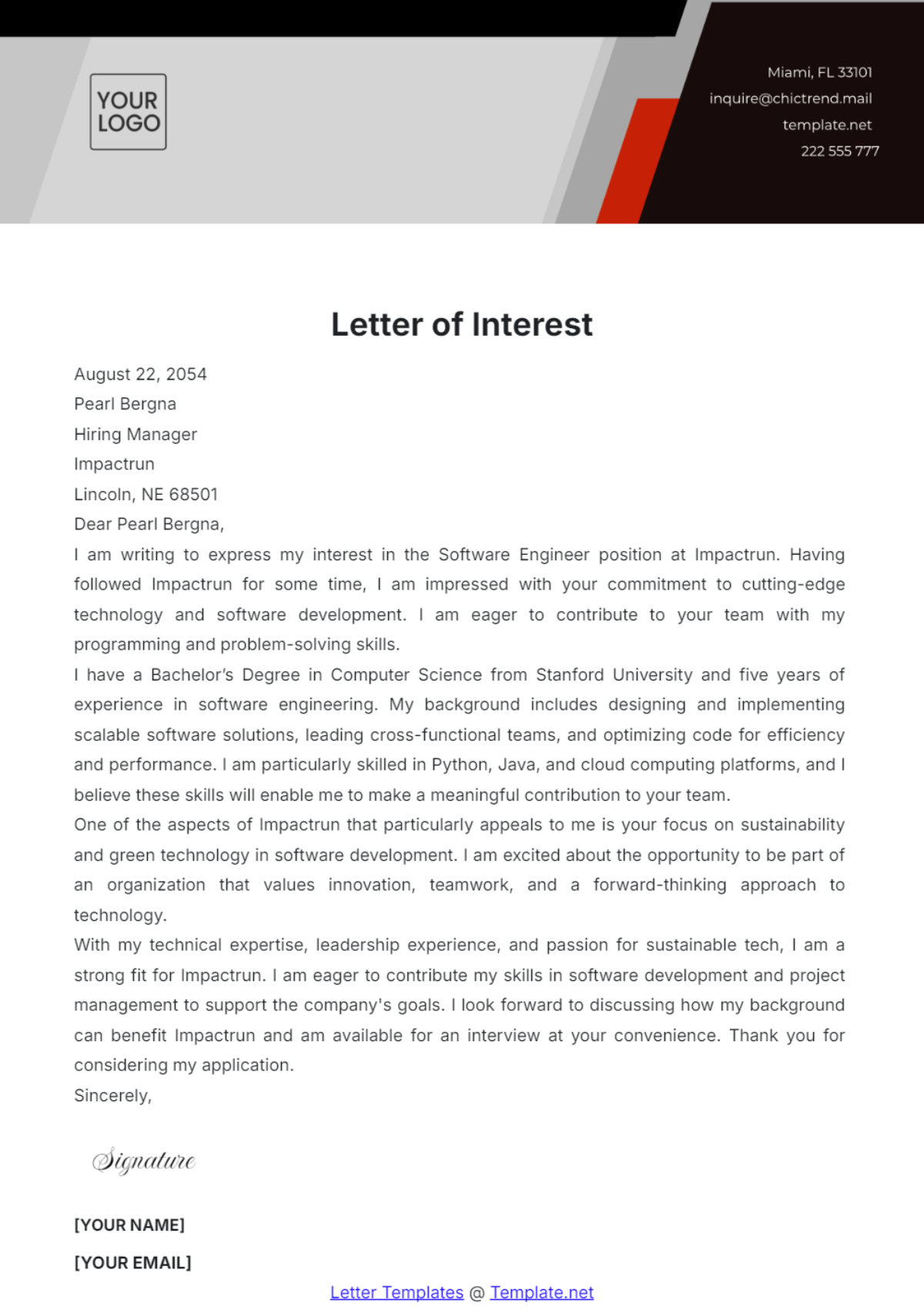 Letter of Interest Template - Edit Online & Download