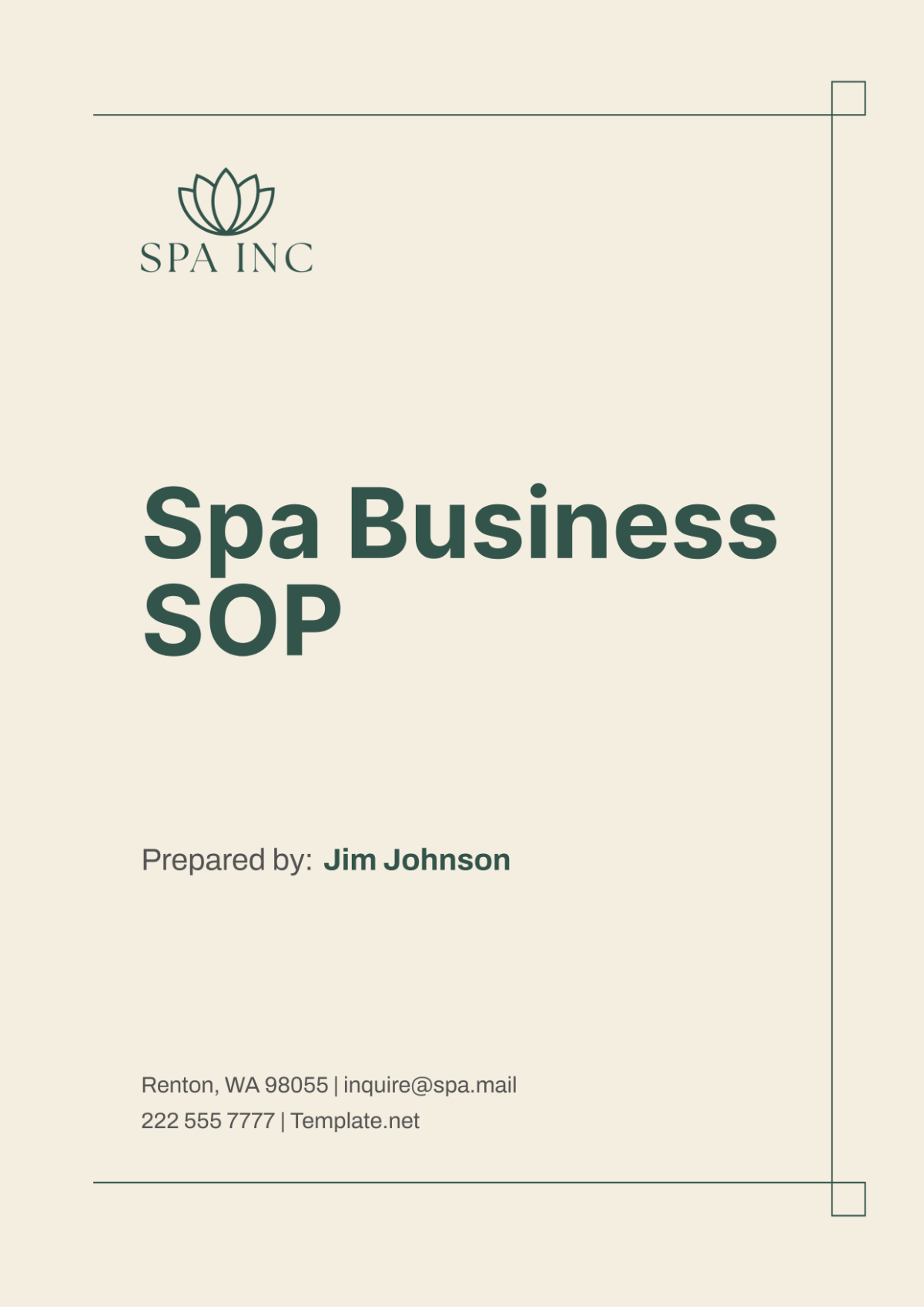 Spa Business SOP Template - Edit Online & Download