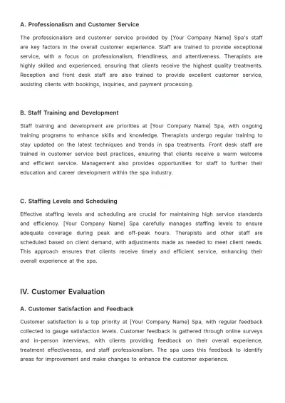 Free Spa Evaluation Report Template to Edit Online