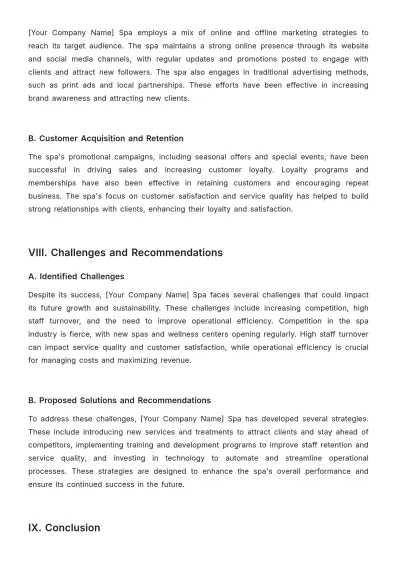 Free Spa Evaluation Report Template to Edit Online