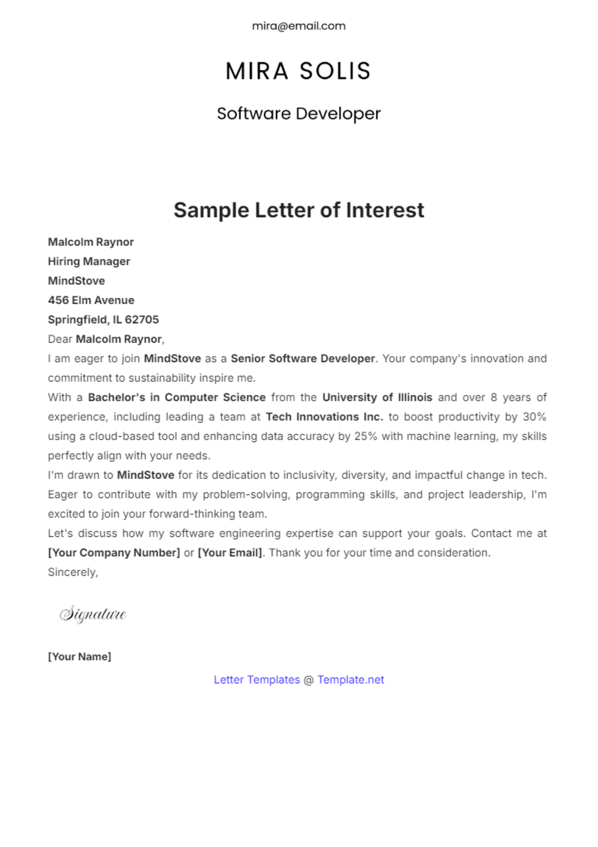 Sample Letter of Interest Template - Edit Online & Download