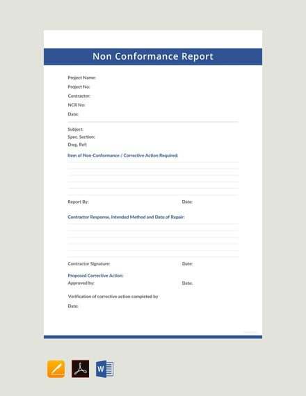 free blank non conformance report template 440x570 1
