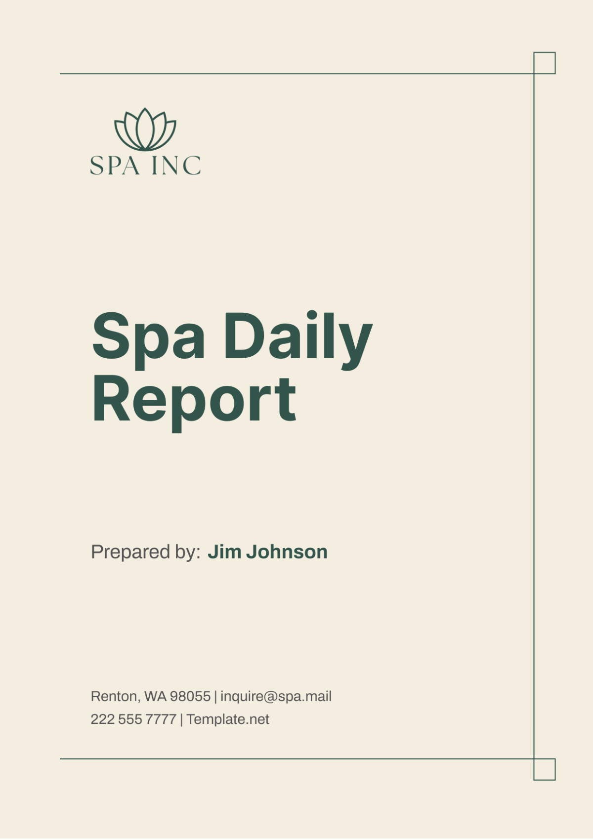 Spa Daily Report Template - Edit Online & Download