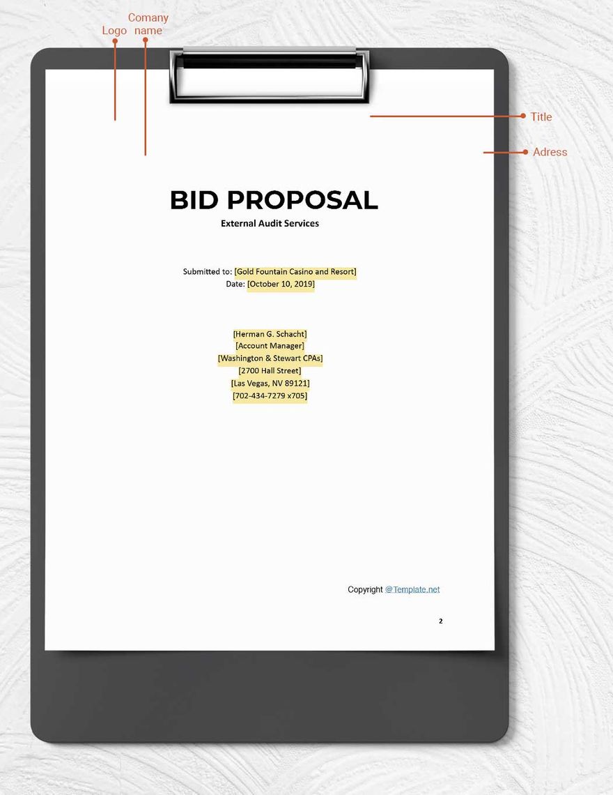 Printable Bid Proposal Template