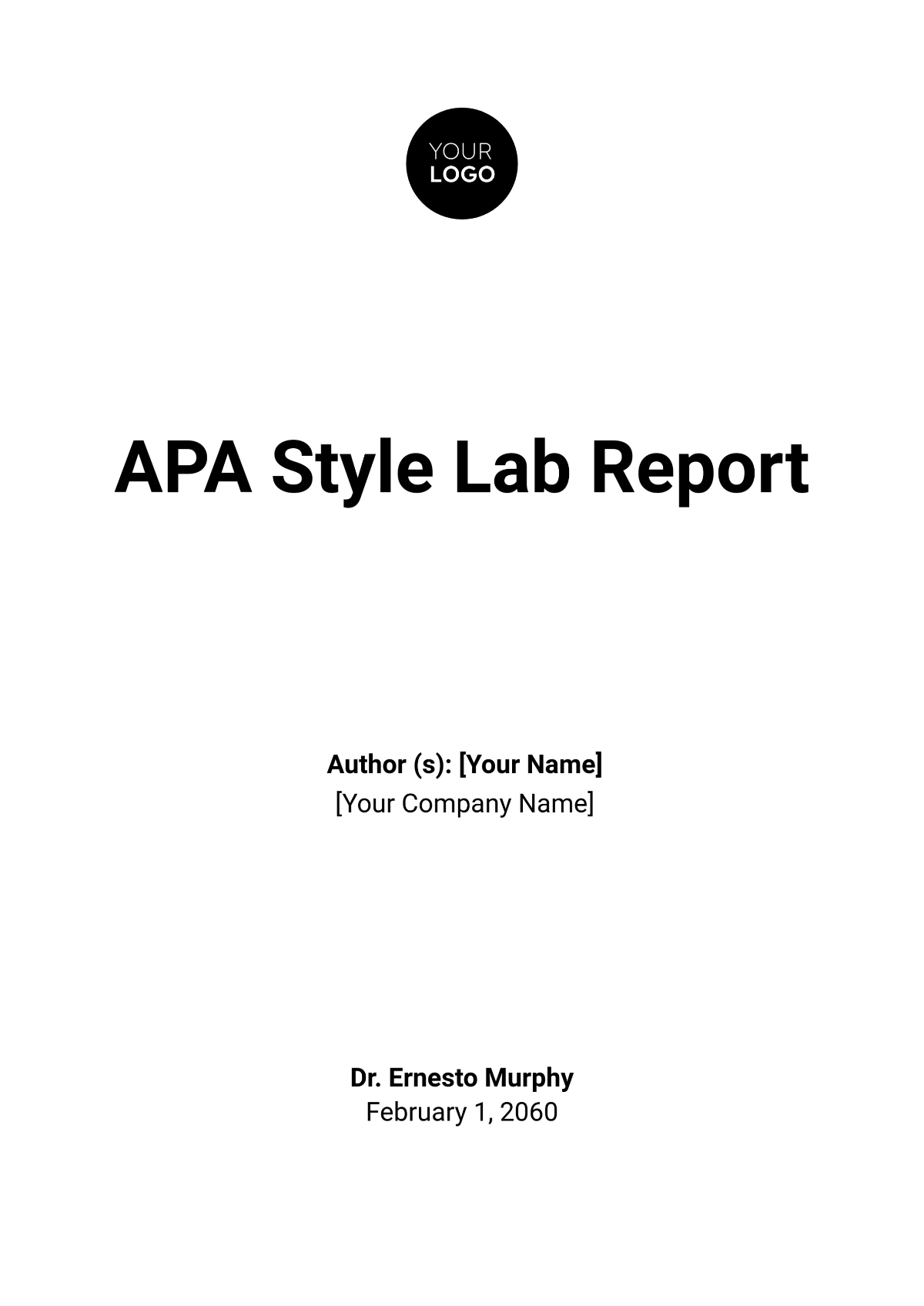 Free APA Style Lab Report Template