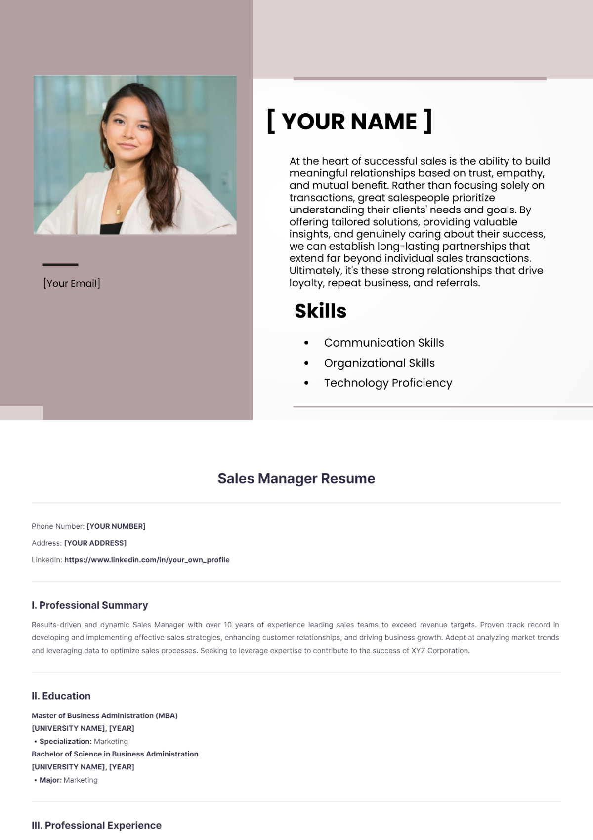 Sales Manager Resume - Edit Online & Download