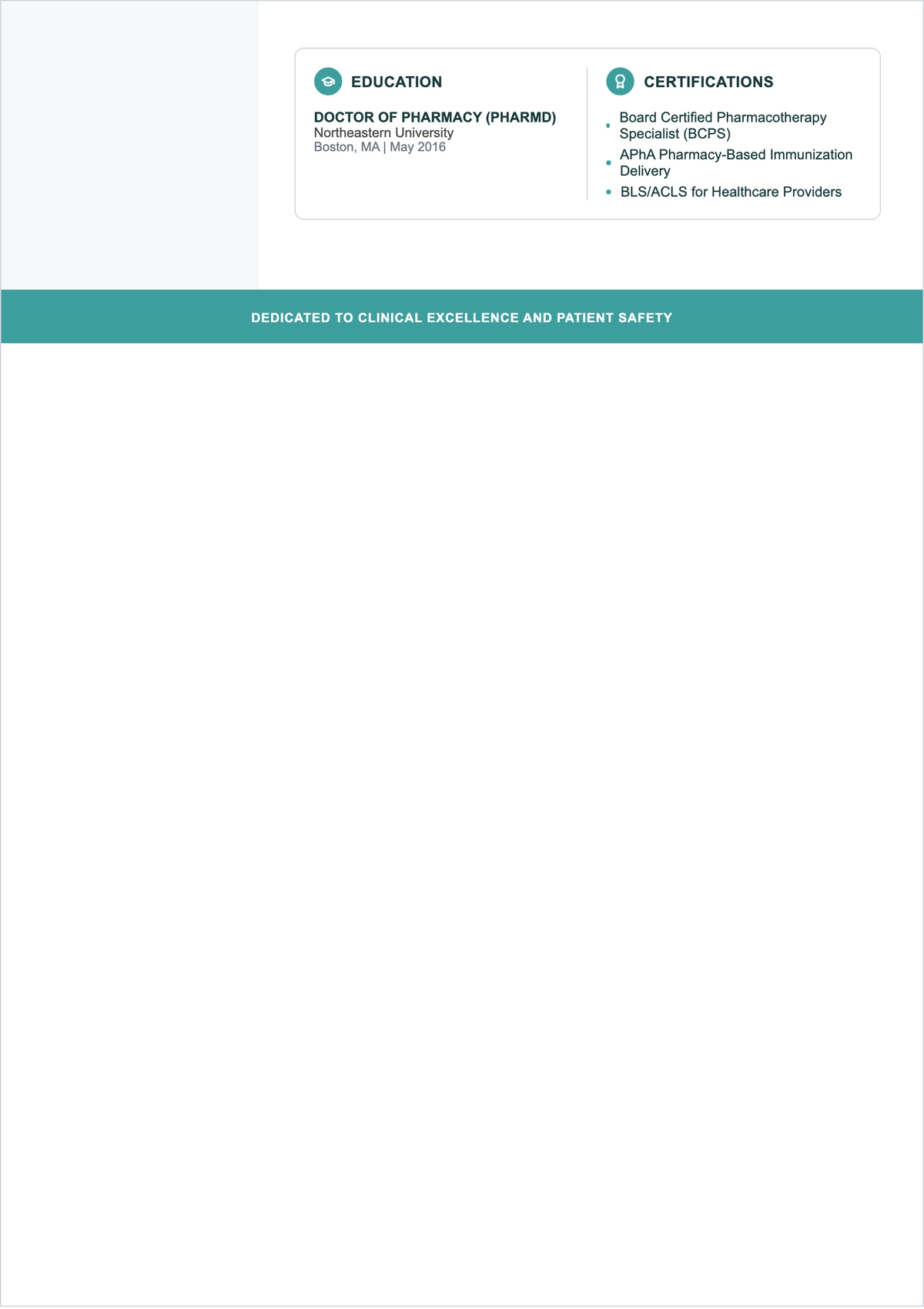 Free Outpatient Pharmacist ATS Resume Template, AI Resume Builder