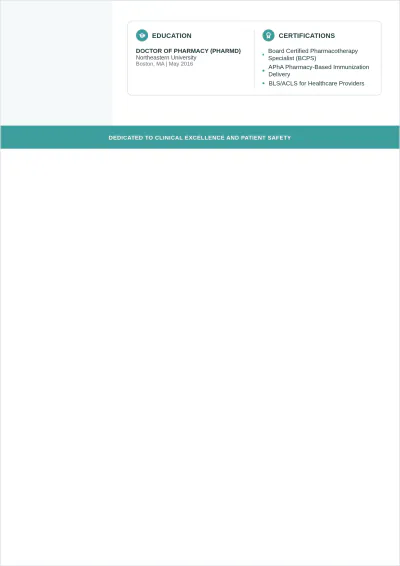 Free Outpatient Pharmacist ATS Resume Template, AI Resume Builder