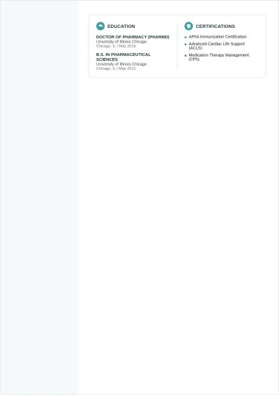Free Full Time Pharmacist ATS Resume Template, AI Resume Builder