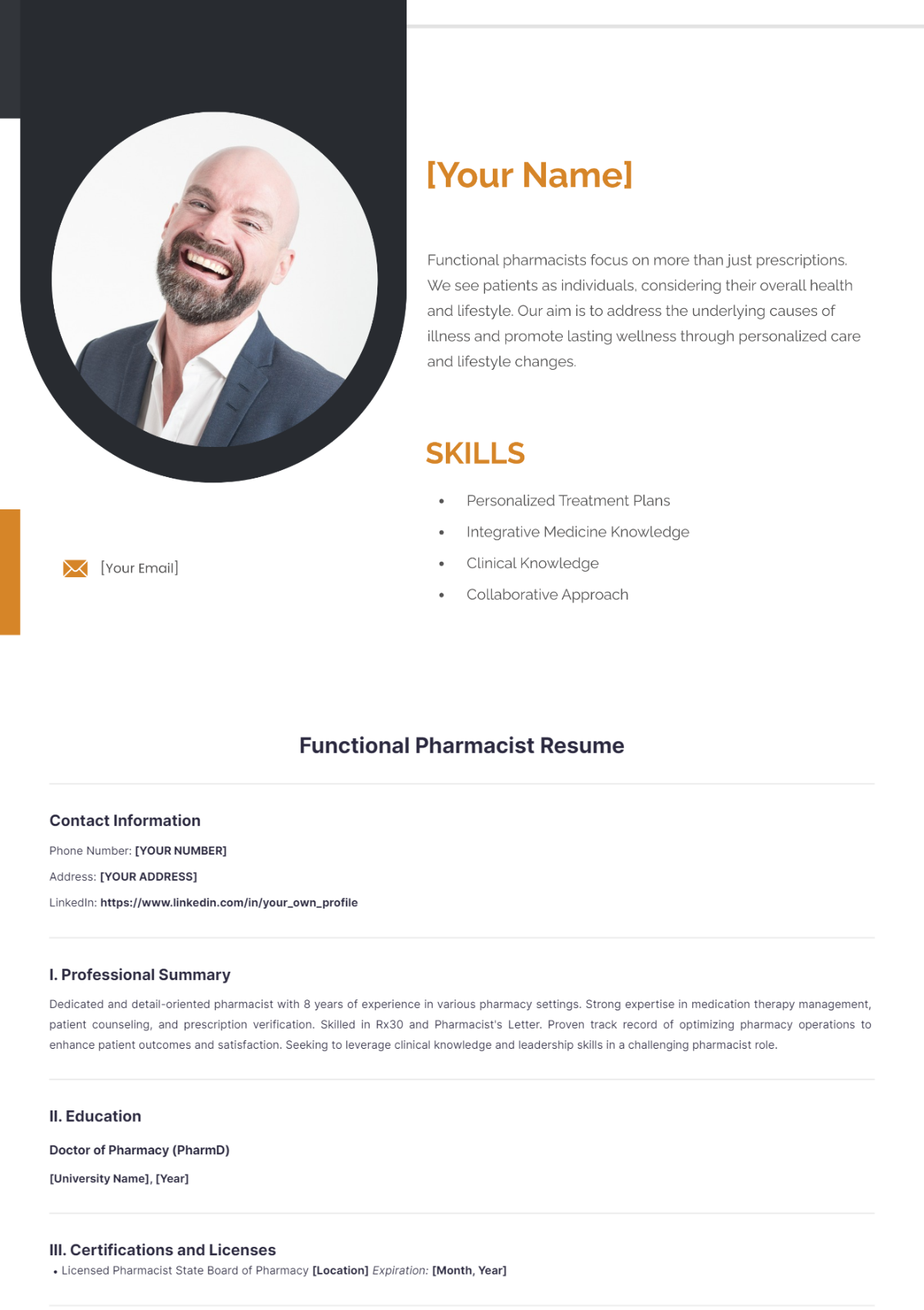 Functional Pharmacist Resume - Edit Online & Download