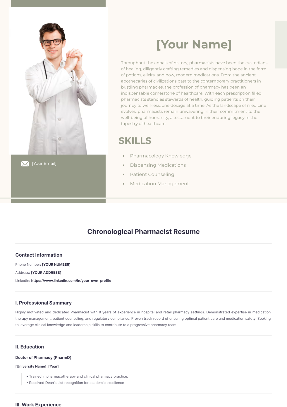 Chronological Pharmacist Resume - Edit Online & Download