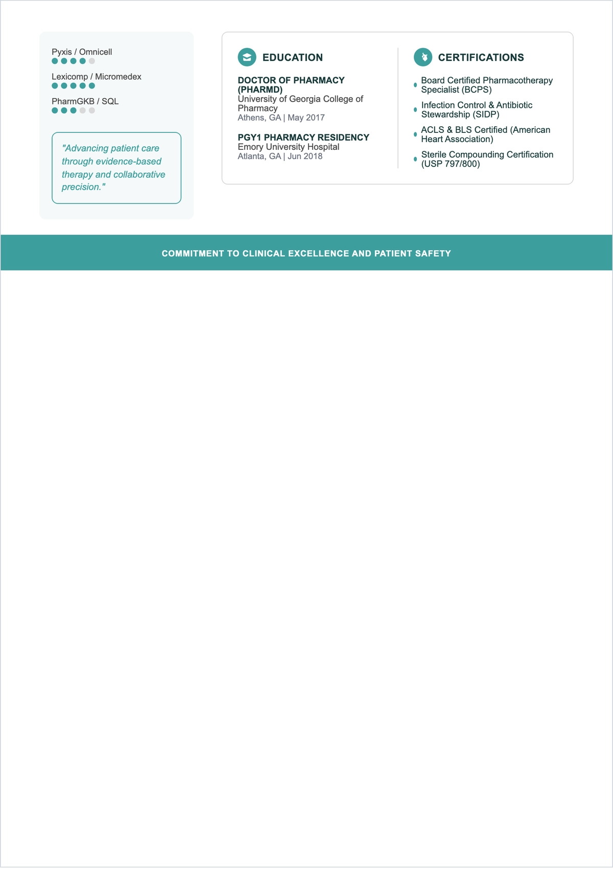 Free Chronological Pharmacist ATS Resume Template, AI Resume Builder