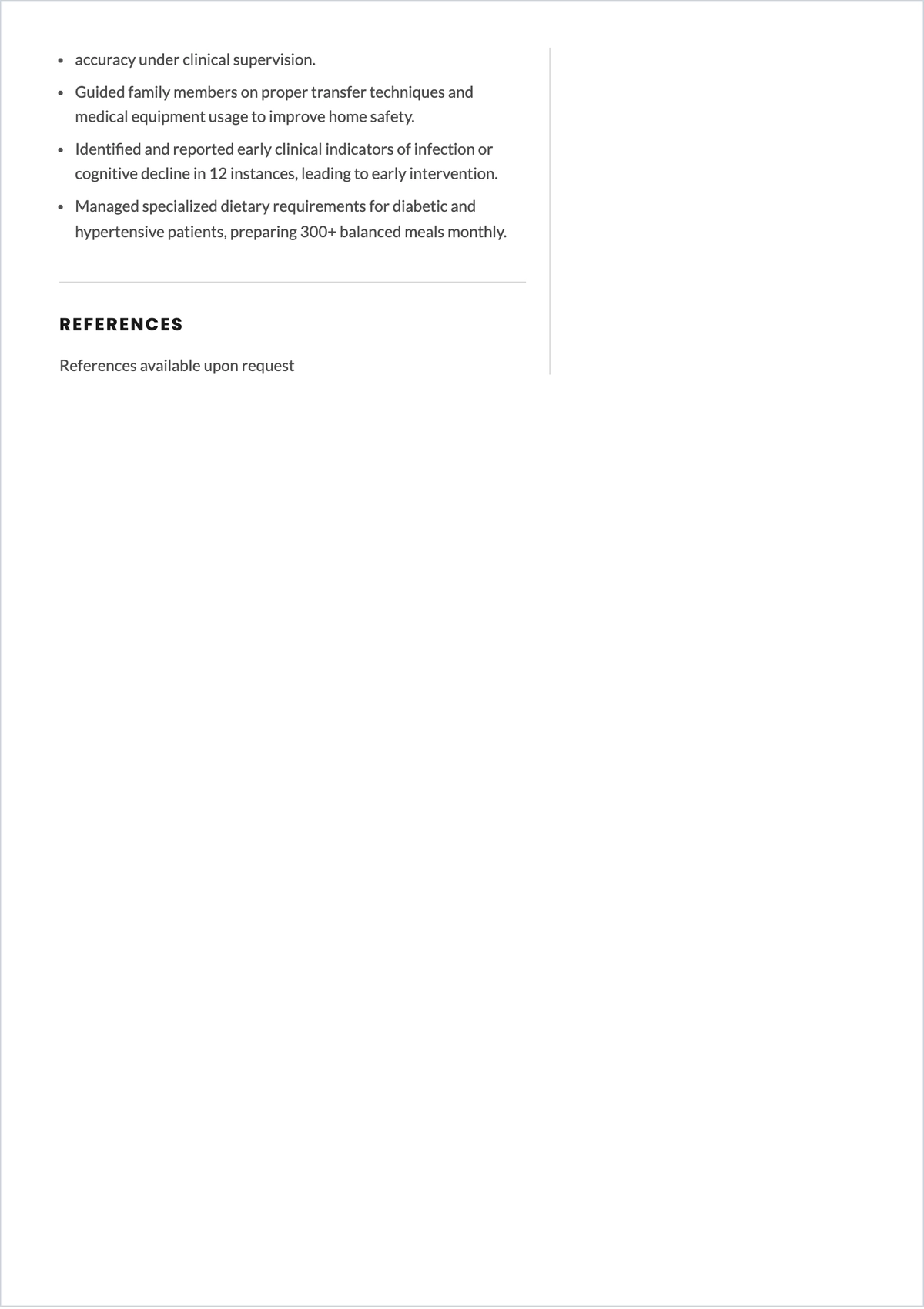 Free Respite Caregiver ATS Resume Template, AI Resume Builder