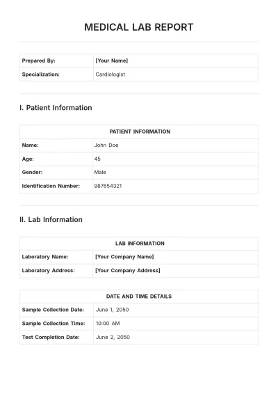 Free Medical Lab Report Template to Edit Online