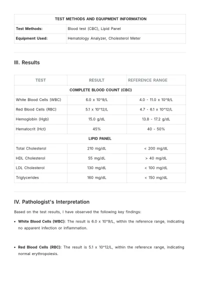 Free Medical Lab Report Template to Edit Online