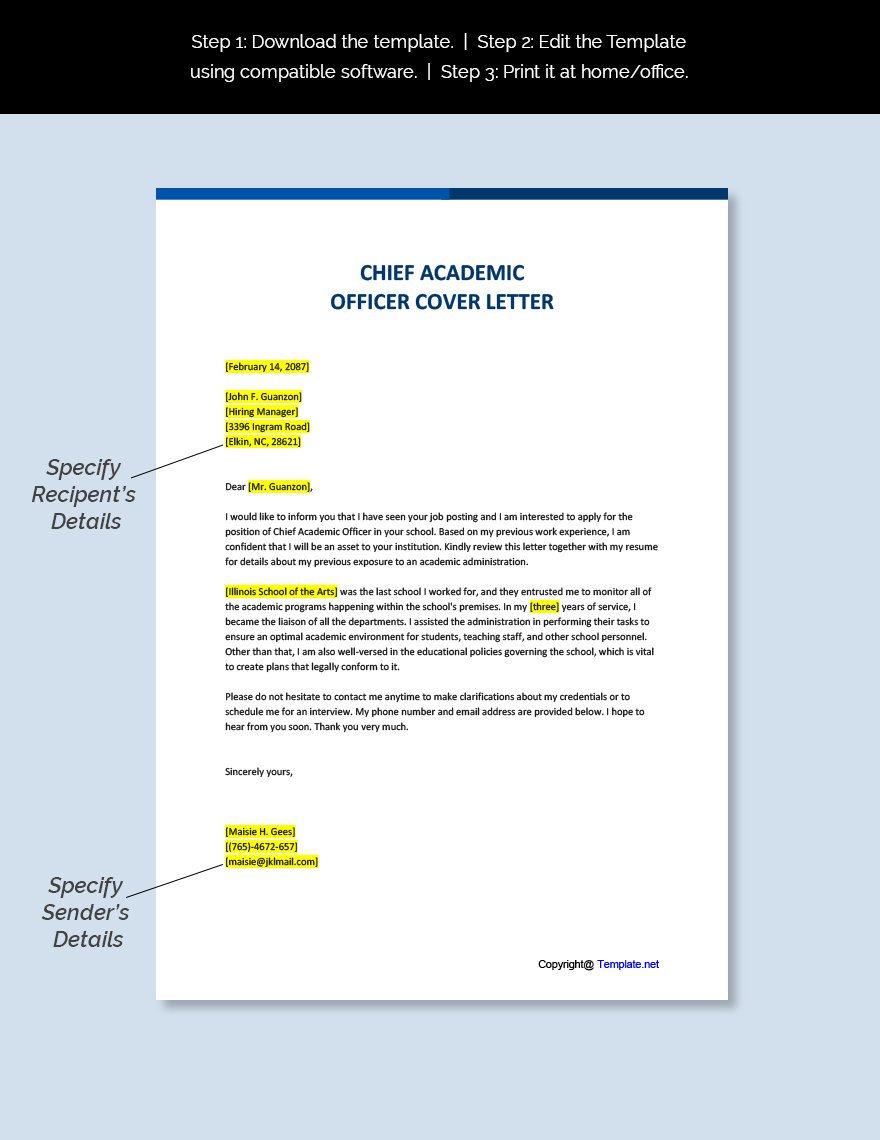 Chief Academic Officer Cover Letter