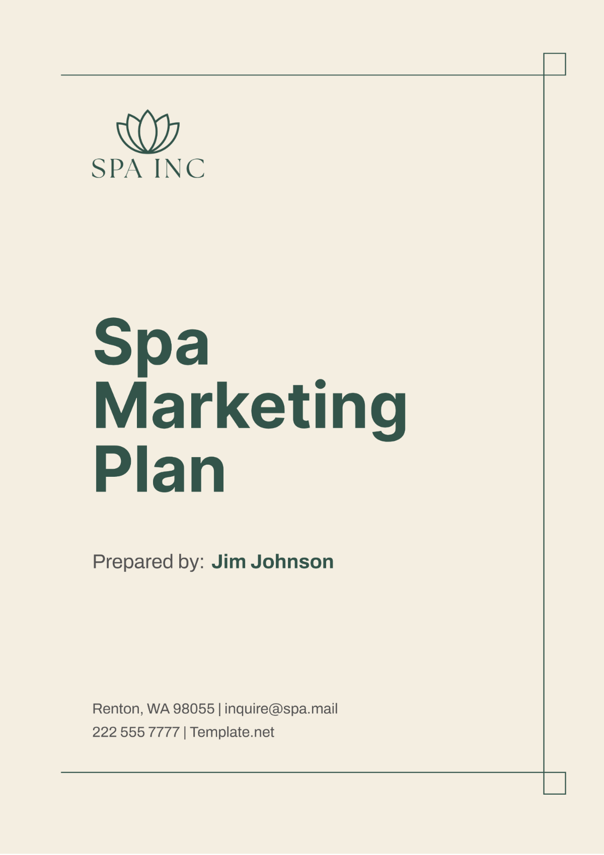 Spa Marketing Plan Template - Edit Online & Download