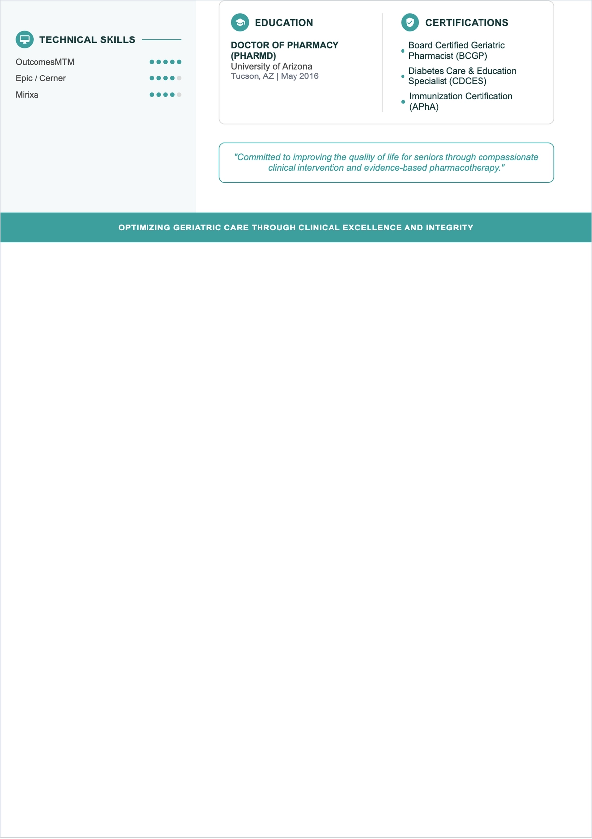 Free Clinical MTM Pharmacist ATS Resume Template, AI Resume Builder
