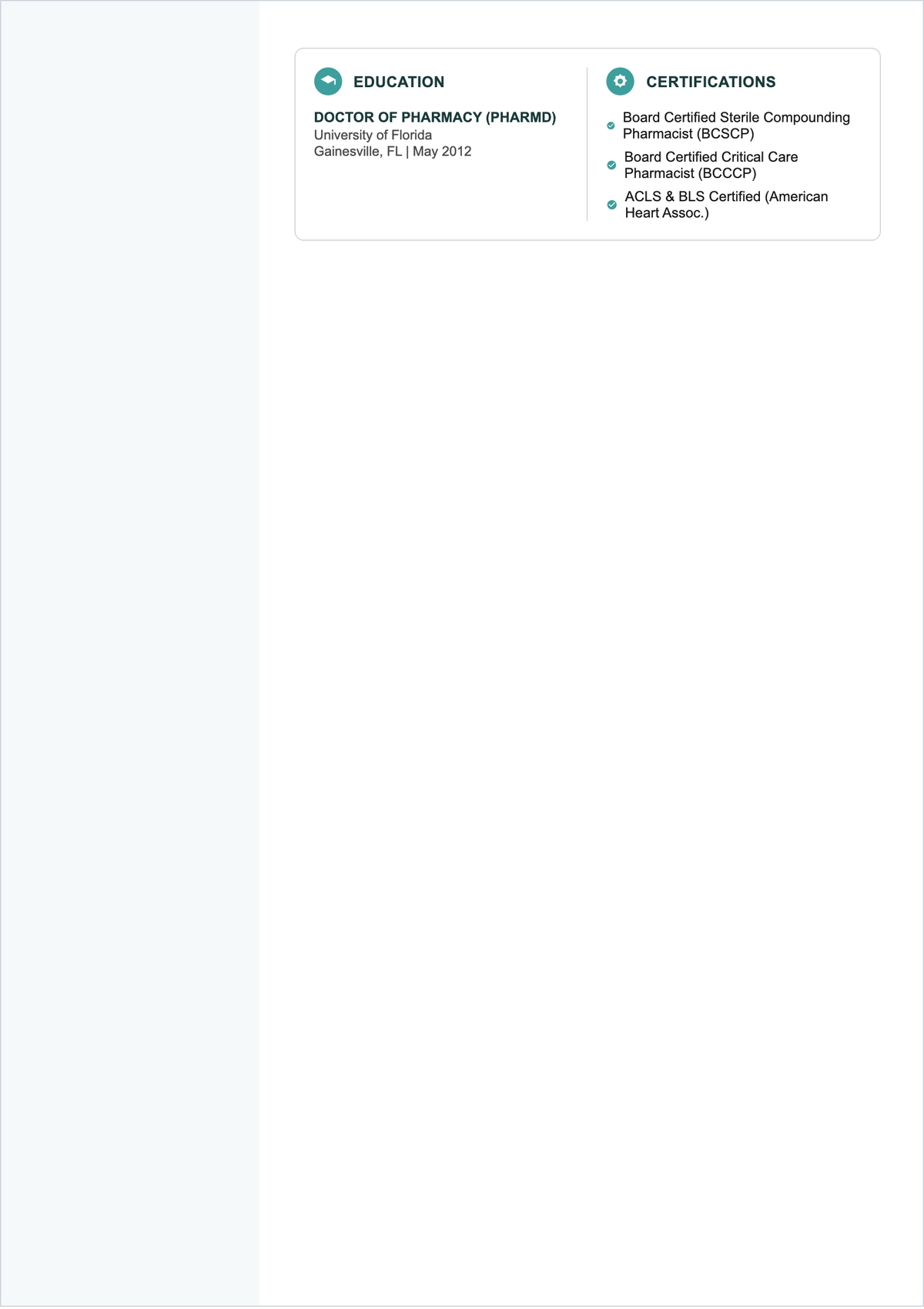 Free IV Pharmacist ATS Resume Template, AI Resume Builder