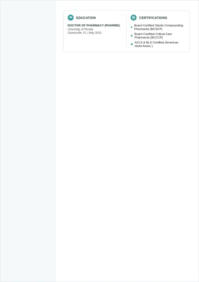 Free IV Pharmacist ATS Resume Template, AI Resume Builder