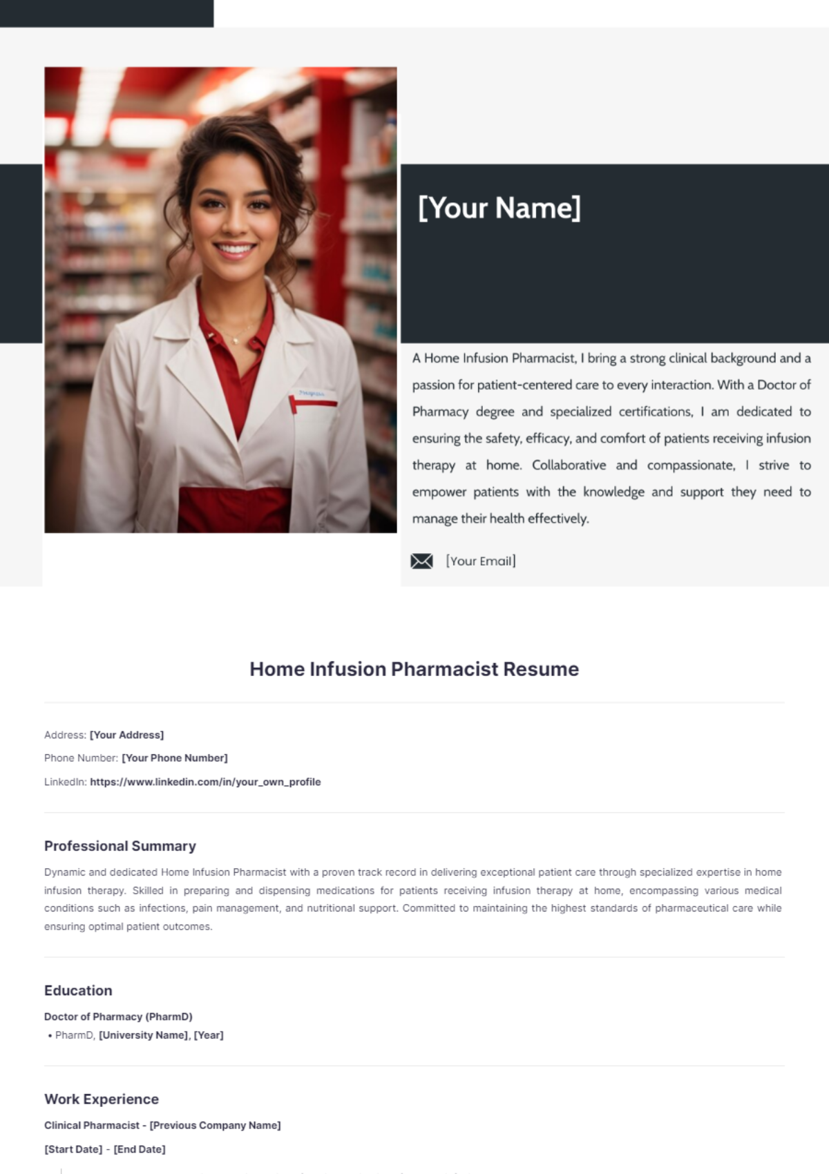 Home Infusion Pharmacist Resume - Edit Online & Download